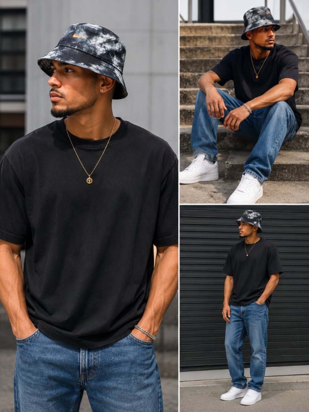 New Nike Pink & Black Tie-Dye Bucket Hat
